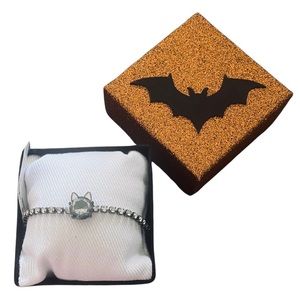 Bella Jack Cubic Zirconia Halloween Cat Face With Pink Ears Bracelet Adjustable